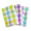 And Gauze Terry Cloth Bath Set of 3 Check Pattern X 43294 Lightweight Quick-drying 100% Cotton, Front, Back, Towel, Colors, (60 120cm)