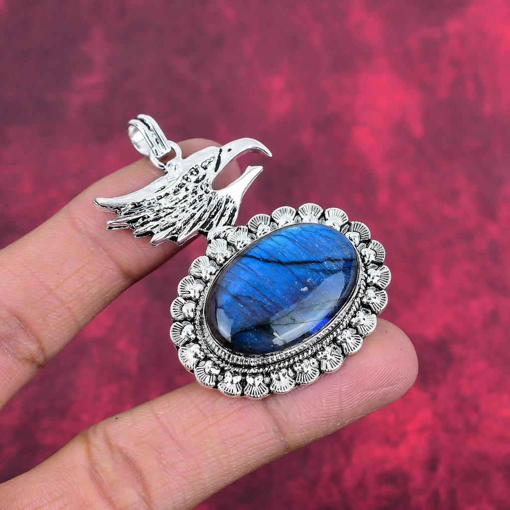 Přívěsek z labradoritu, ručně vyrobený drahokam ze sterlingového stříbra 925, starožitné šperky, dárkové stříbrné šperky