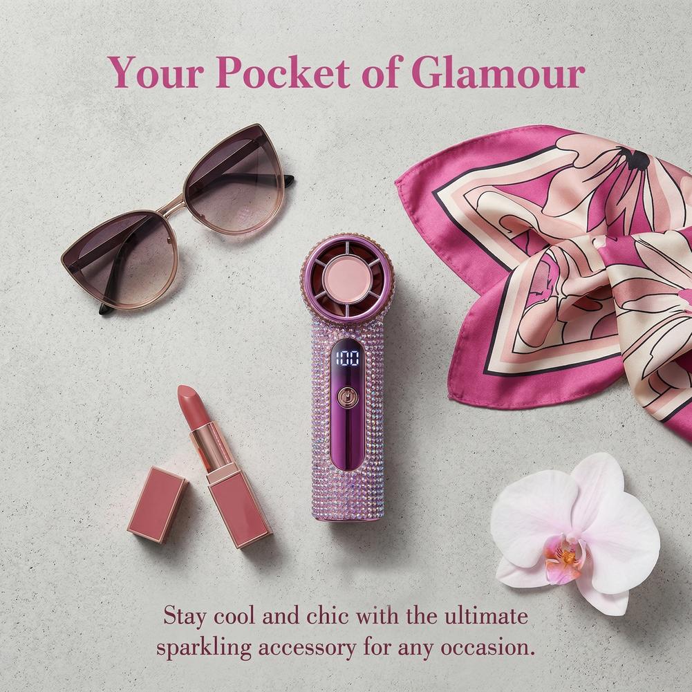 Summer Portable Handheld Mini Fan Diamond Design Powerful Outdoor Cooling Personal Display Mini Handheld Fan Fan Digital D8O9