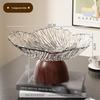 Elegant French Fruit Plate Set with Wood Grain Stand