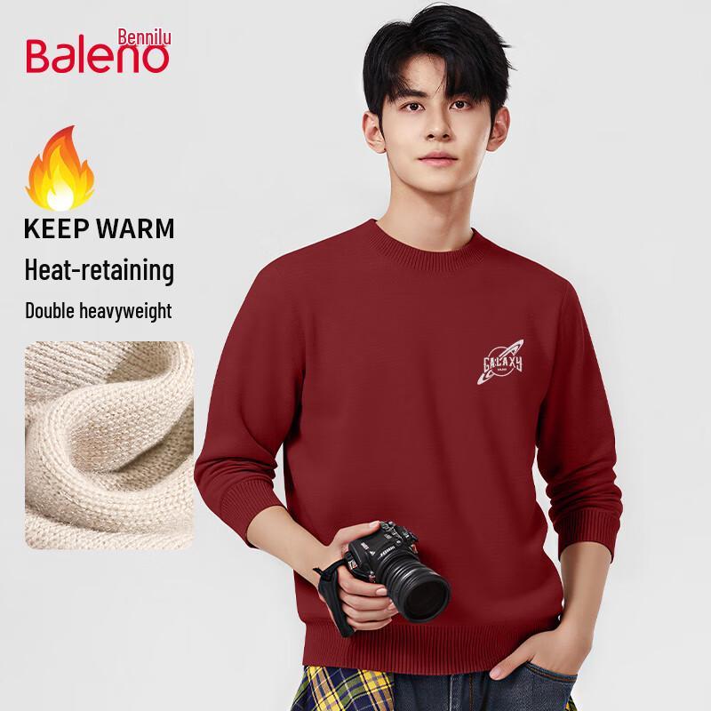 Baleno Men's American Style Heavyweight Round Neck Knit Sweater