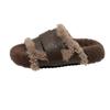 Cowhide Version! Woolen Shoes, Niche Design, Lamb Wool Thick-soled Outer Wear, Velvet One-word Slippers, Women's Autumn and Winter