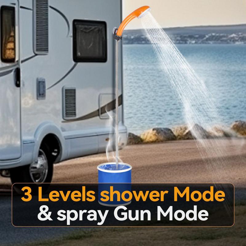 Портативный душ Портативный уличный походный душ Перезаряжаемая лейка Водонепроницаемый карманный уличный насос для путешествий, автодома, машины, мытья питомцев оранжевый