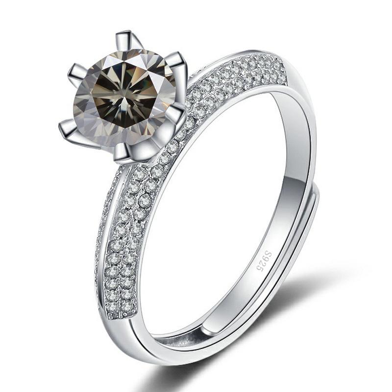 Bague Ringen Luxury D Color 1 Carat Moissanite Diamond Ring Female S925 Sterling Silver Fine Jewelry For Wedding Adjustable Size