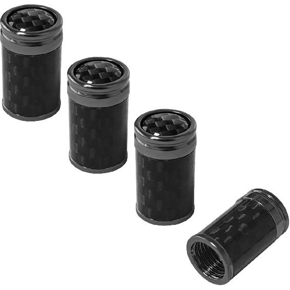 4 PCS Car Tire Valve Stem Caps, Leakproof Auto Rim Wheel Valve Stem Cap with O Rubber Seal, Dustproof Stem Covers for Car SUV Bike Truck Motorcycle, Carbon Fiber чёрный