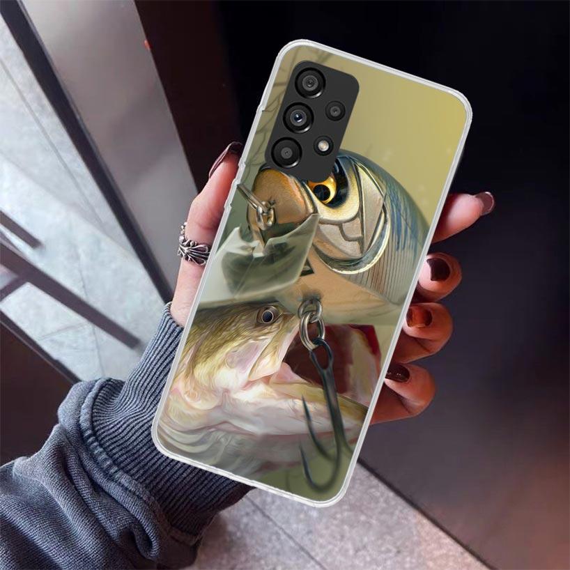 Carp Fish Fishing Rod Hook Phone Case For Samsung Galaxy A52 A51 A50S A32 A22 A12 A02S A72 A71 A31 A70 A30S Note 20 Ultra 10 Plu