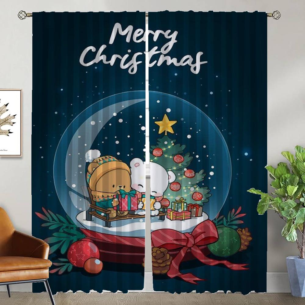 Zasłona zaciemniająca Milk Bears do pokoju 2 panele Dekoracja Halloween Żaluzje Przegroda Zasłony kuchenne Zasłony do wnętrza domu Dziecko