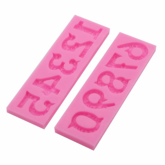 2Pcs Silicone Mold Set Non-stick Muffin Fondant Cake Chocolate Mold Heat-resistant 3D Number Shape 0-9 Numbers Embossing Baking Molds
