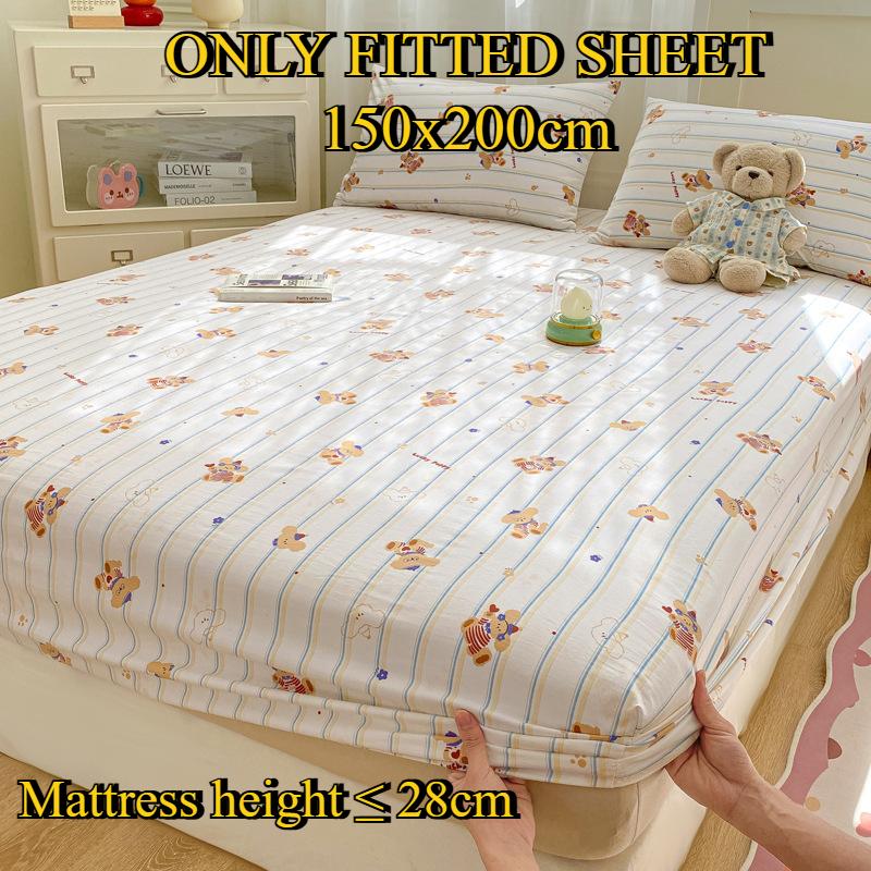 Fitted Sheet Pure Cotton Non-fading Non-balling Single-piece Bed Sheet Non-slip Multi-specification Bedding Bedspread Protector