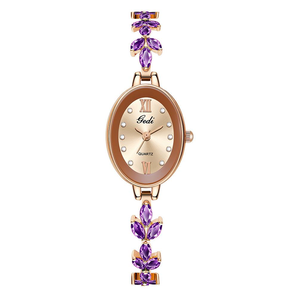 Niche High-End Watch Luxury Oval Quartz Watch Jewelry Four-Leaf Clover Medieval Bracelet Watch