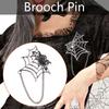 Punk Spiders Net Lapel Pin with Chain Halloween Costume Jewelry Accessories for Women Men, Punk Chain Brooch Lapel Pin