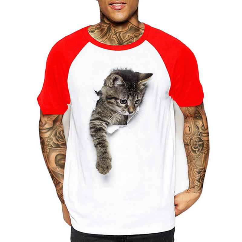 3D Cat Print Summer Men's T-shirt Street Unisex Clothes Plus Size Comfortable Round Neck Short-sleeved Men's T-shirt Top S-3XL