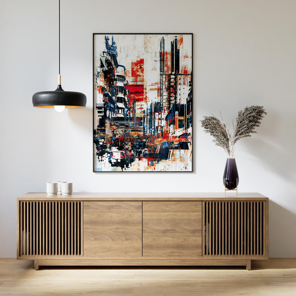 Abstract City Poster In a Black Frame 