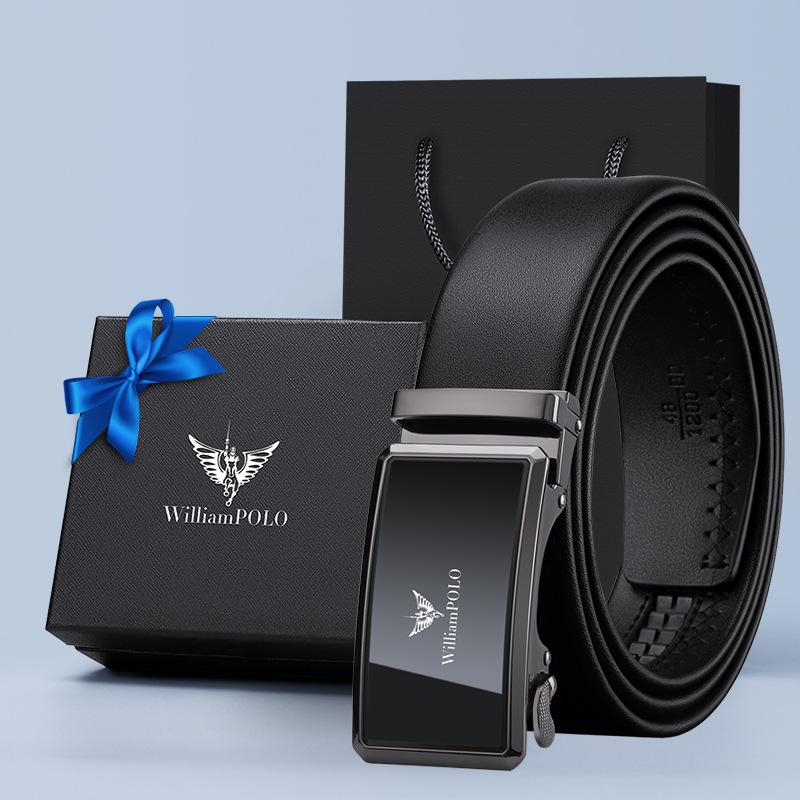 

Чоловічий ремінь Emperor з натуральної шкіри, автоматична пряжка, високоякісний діловий універсальний верхній шар із чистої волов’ячої шкіри, чоловічий ремінь для штанів 2023 року 130cm