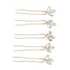 5Pcs Crystal Flower Hair Pins Simple Retro Elegant Shiny Light Rhinestone Hair Piece for Party Wedding Bouquet