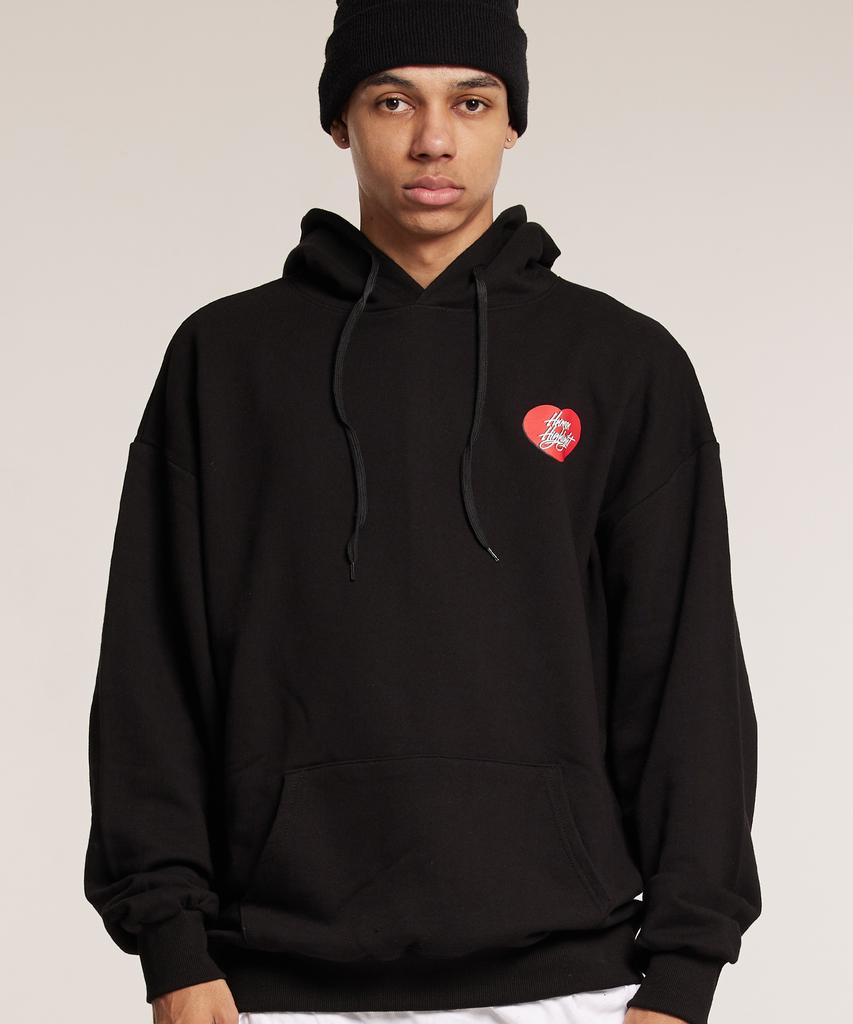 Human Highlight Small Heart Hoodie Black Red