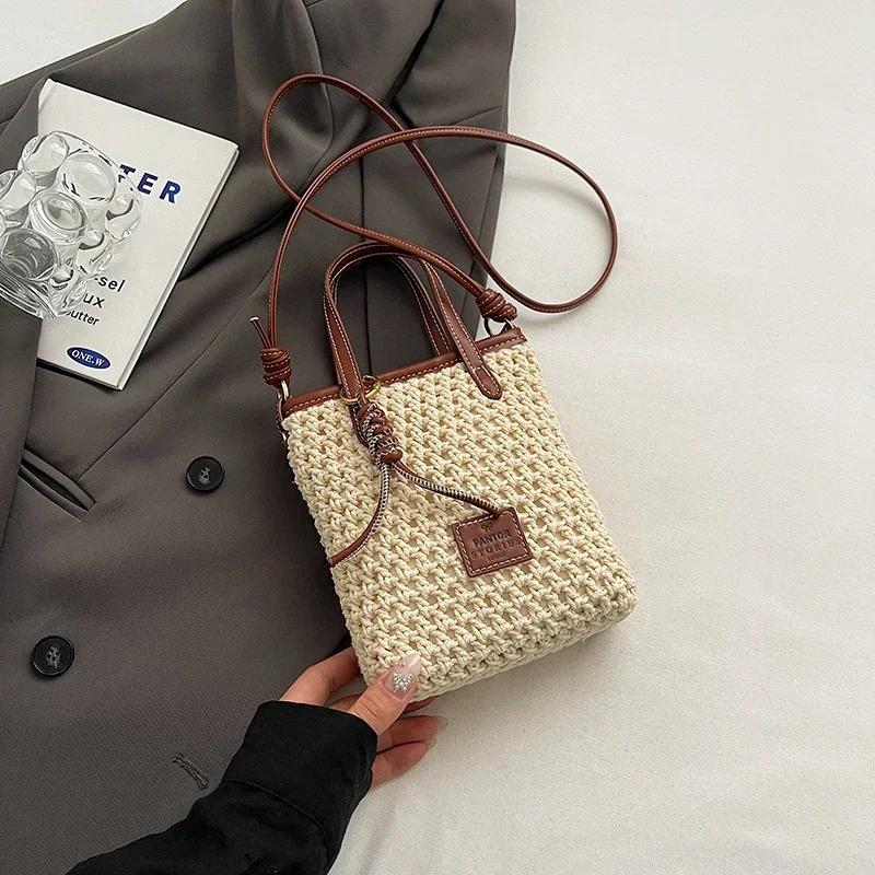 

Левосторонние однотонные соломенные сумки для женщин, летние модные сумки на ремне и сумки, плетеная пляжная сумка через плечо