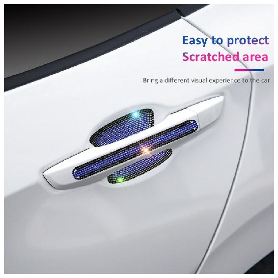 8 STÜCKE Universal Auto Türgriff Aufkleber Aufkleber Warnung Diamant Auto Streifen Fahrsicherheit Bling Auto Zubehör für Mädchen