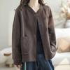 Coat for Women Cotton Autumn Winter Thickened Casual Oversize Cardigan Sweatshirt Slim-Fit Short Jacket