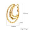 Simple Fine Stainless Steel Stud Earring Gold Plated Multi Layer Circles Bead Hoop Earrings For Women Daily Wearing Party Gifts