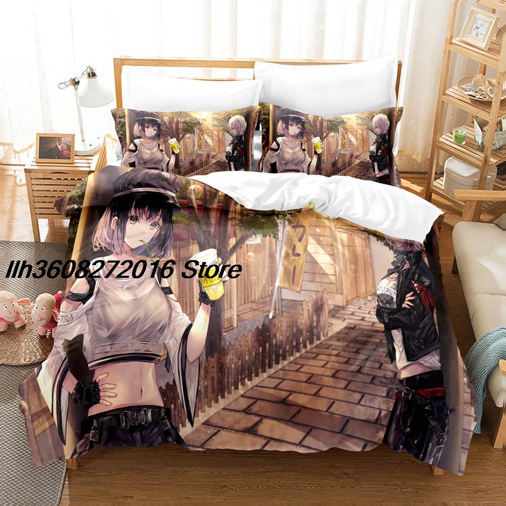 Comforter Kawaii Nikke Bedding Set Single Twin Full Queen King Size Bed Set Aldult Kid Bedroom Three-Piece Suits 3D Anime Bed Sheet S