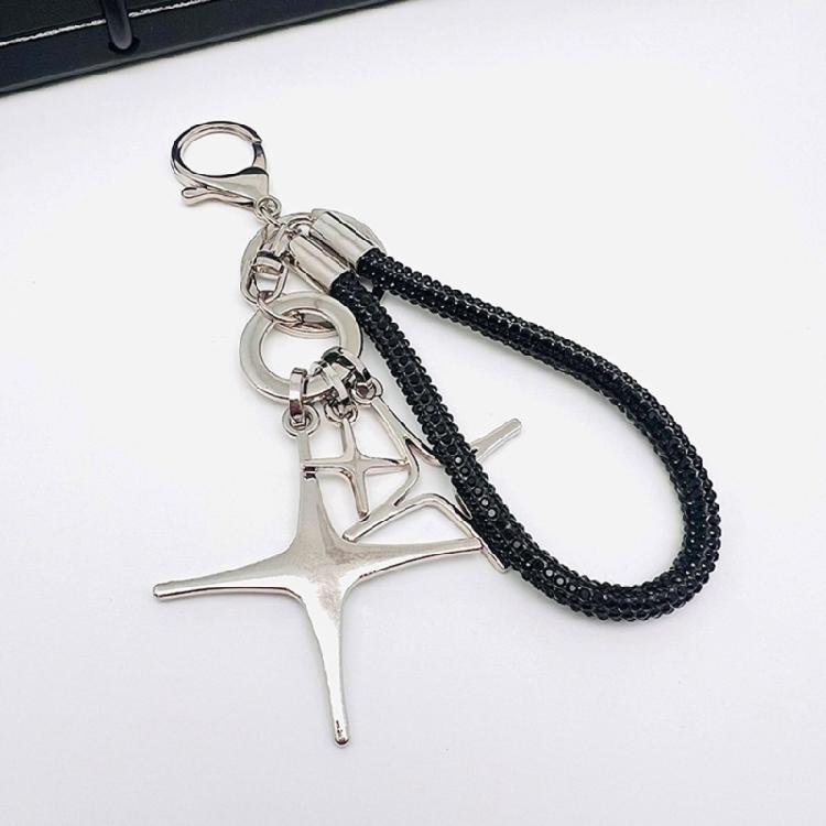 Stylish Star Keychain Decoration With Rhinestones Sturdy Rope Aloy for Elegant Designs In Your Daily Use Items