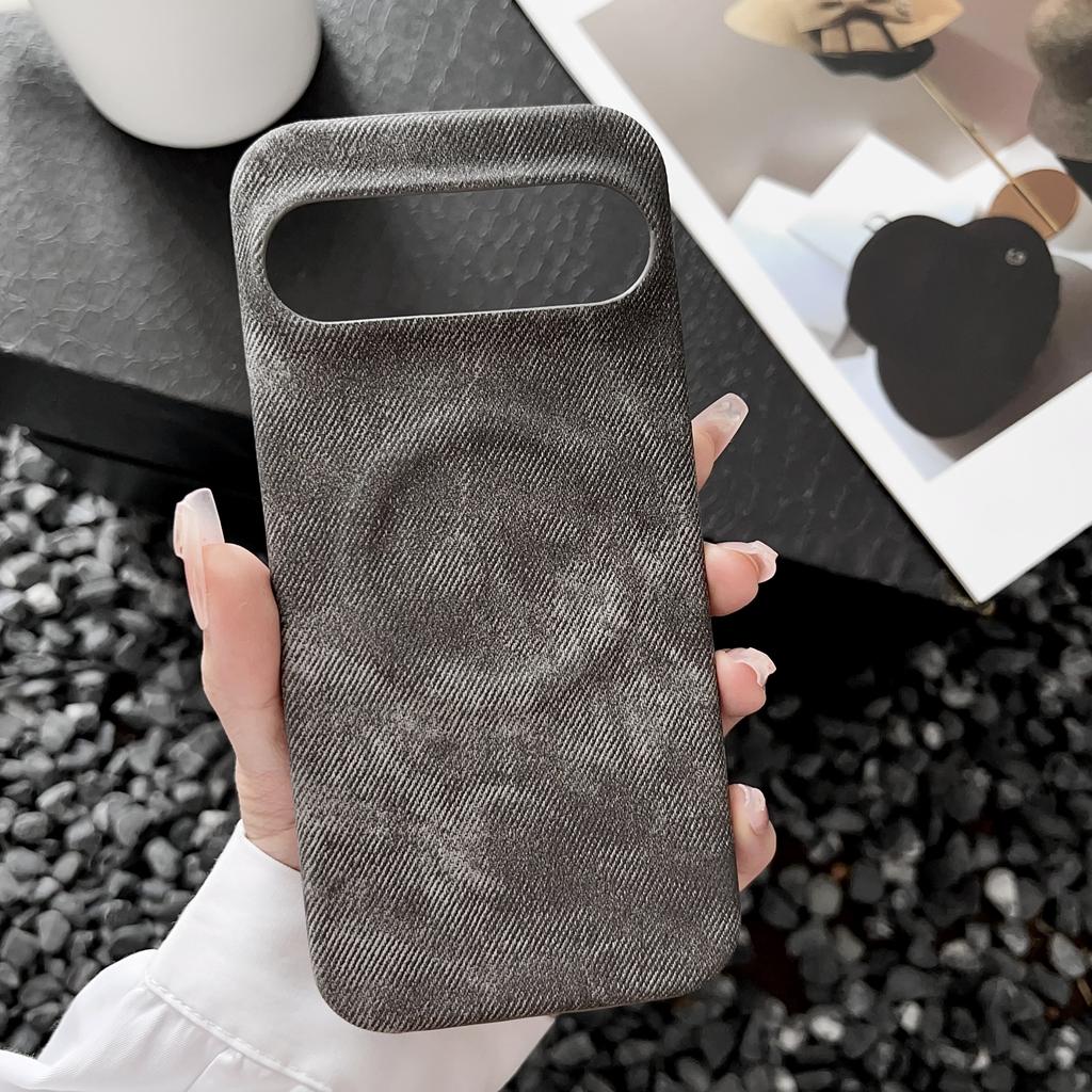 Washed Color Denim Jeans Magnetic Phone Case For Google Pixel 9 8 XL 8A 7 7A Pro For Magsafe Shockproof Frameless Cooling Cover