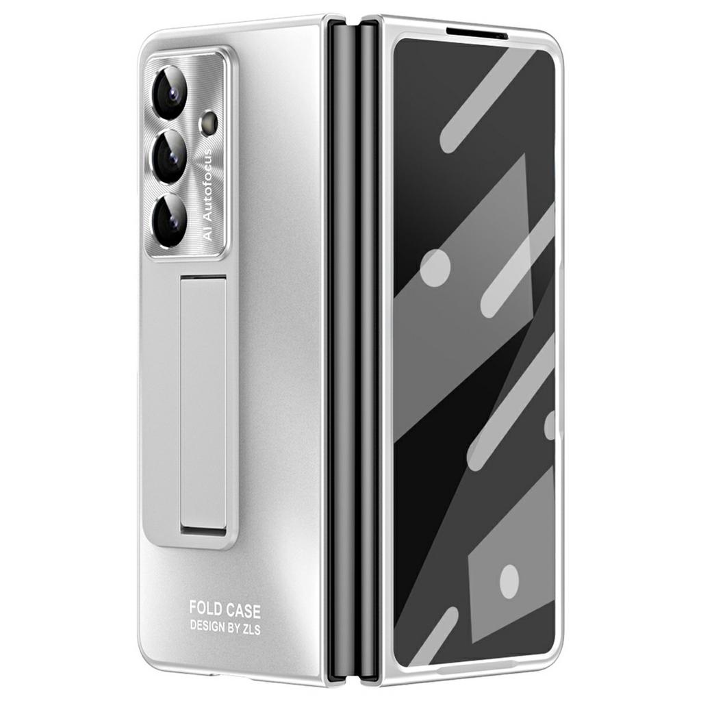 For Samsung Galaxy Z Fold7 5G Case Kickstand Matte PC Phone Cover with Tempered Glass Film