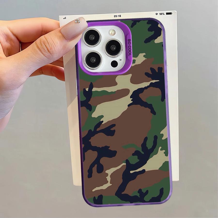 Case for iPhone 11 12 13 Pro Max 14 15 16 Plus 16e Soft Cover Camouflage Pattern