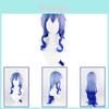 Premium Synthetic Genshin Impact Ganyu Blue Wig For Halloween And Cosplay