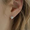 _925 Silver Amu Heart One-Touch Ring Earrings