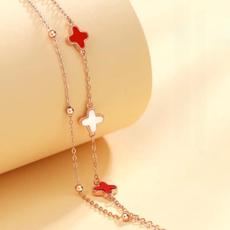 Silver Four-Leaf Clover Bracelet, Chain Bracelet