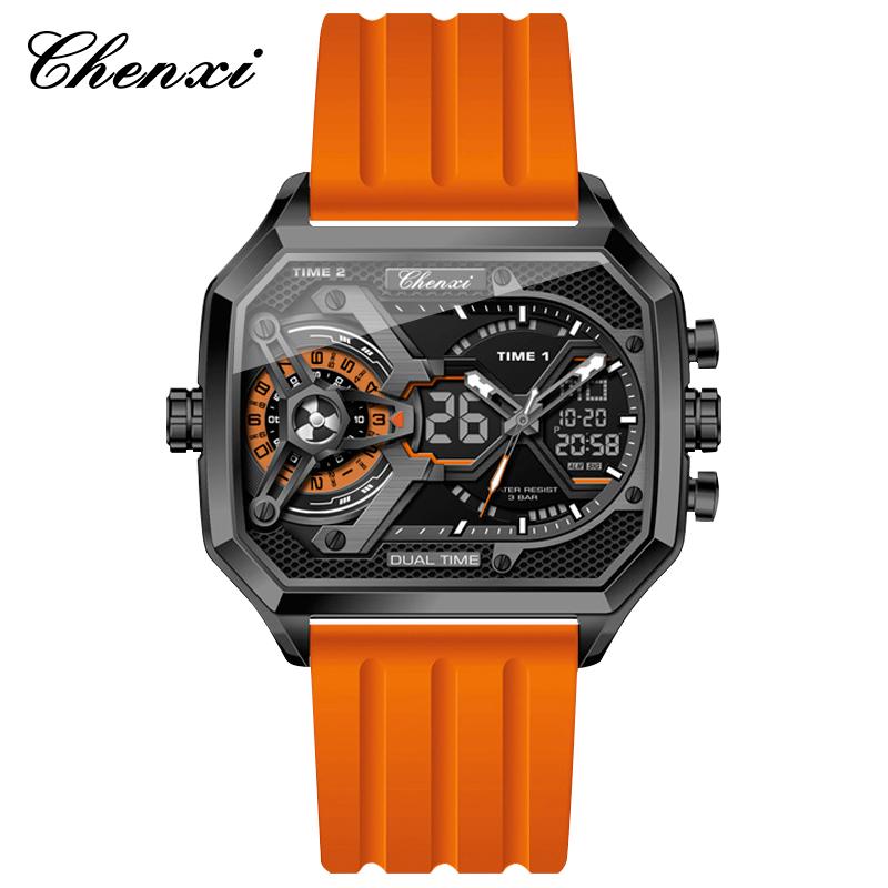 CHENXI Men's Wristwatch New Large Dial Digital Watch Dual Display Fashion Multifunctional Sports Watch Waterproof Male Watches