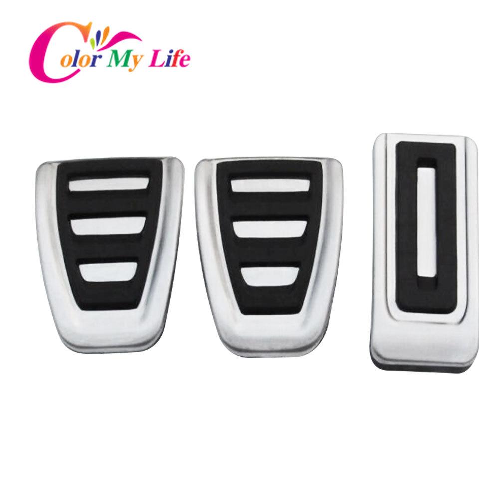 Color My Life Edelstahl-Autopedal-Set für Volkswagen VW Multivan T5 T6 Caravelle T6 Gasbremspedalschutz