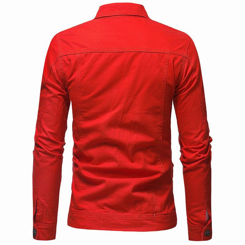 Men's Slim Denim Lapel Jacket - Solid Color, Large Size for Autumn & Winter