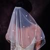 Short Wedding Veil for Bride White Floral Veil Wedding Event Veil Headpiece Engagement Event Formal Mesh Veil Headdress