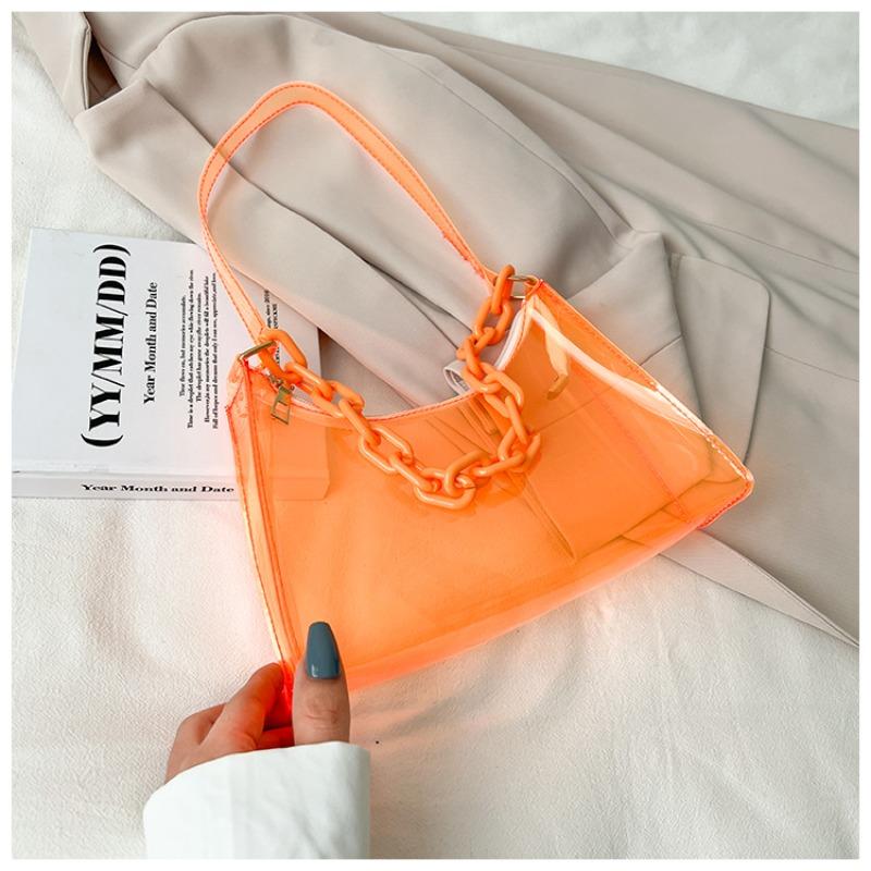 Summer new fashion women's bag small fresh jelly bag solid color transparent women's armpit bag shoulder small bag