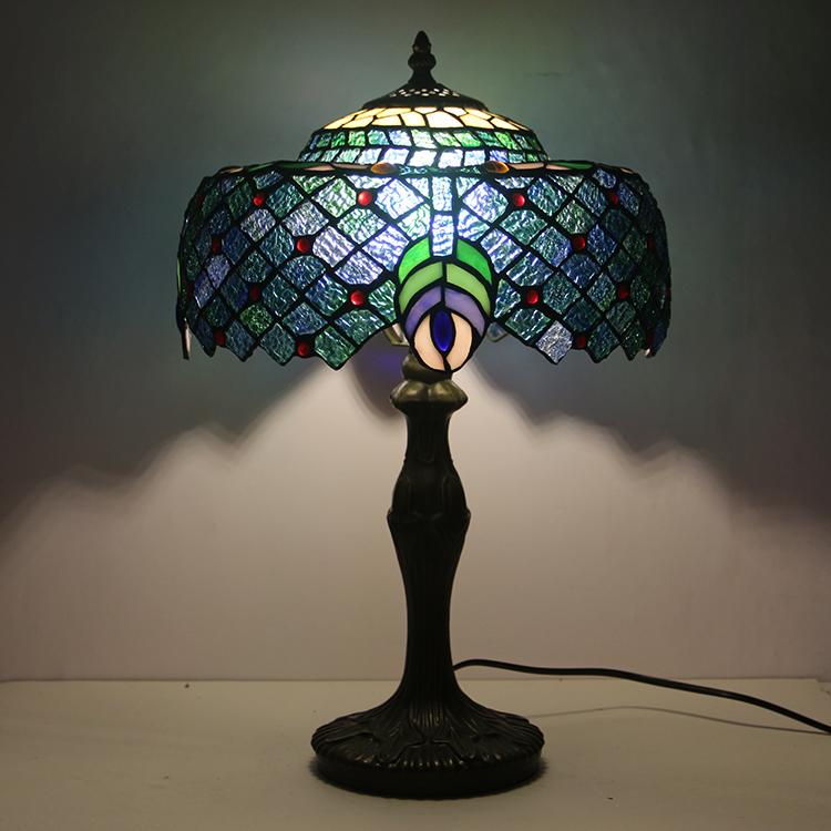 LongHuiJing Dragonfly Dome Stained Glass AC Table Lamp Multicolored Brown Handmade Wisteria Lampshade LED Flexible Simple E26 10-65w&EU