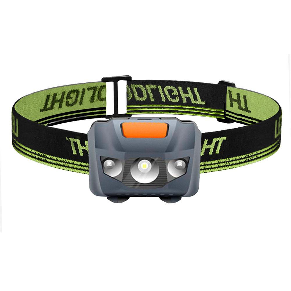 

Мини-фонарь с 4 режимами водонепроницаемости 600 лм, белый и красный светодиодный фонарик, супер яркий налобный фонарь, налобный фонарь, фонарь, используйте батарейки типа ААА серый