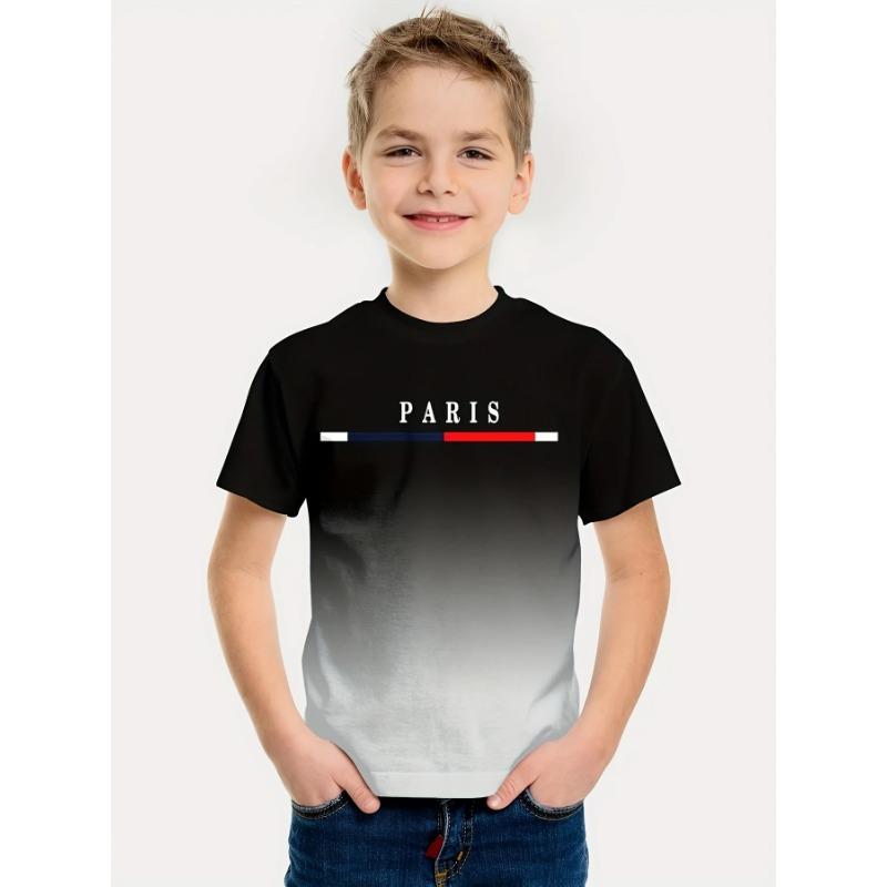 

Детская одежда футболка для мальчиков с коротким рукавом детская футболка 3D печать букв повседневная с круглым вырезом детская летняя одежда 150