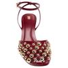 Zara Elegant Fashion Studded Open-Back Round-Toe Mules Women Heels Red 12227510-38