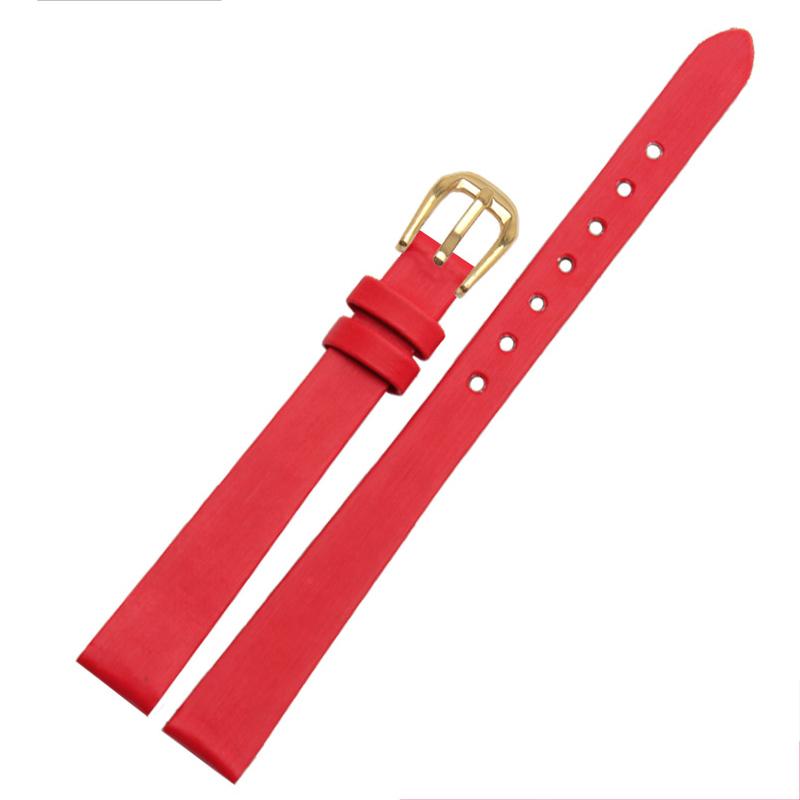 Quality Spun Silk + Genuine Leather Watchband 6mm 8mm 10mm 12mm 14mm For The Womens Wrist Watch Bracelet Red Black White Blue