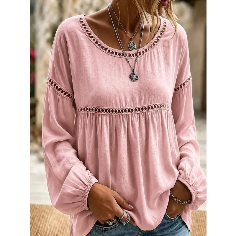 JPNTKY Women's Fashion Casual Long Sleeve O-Neck Blouses & Shirts