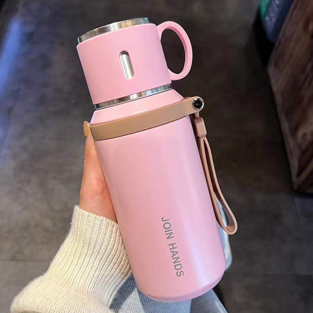 

с веревкой спортивный изолированный чайник термос из нержавеющей стали 316 бутылка изолированная бутылка для воды офис розовый