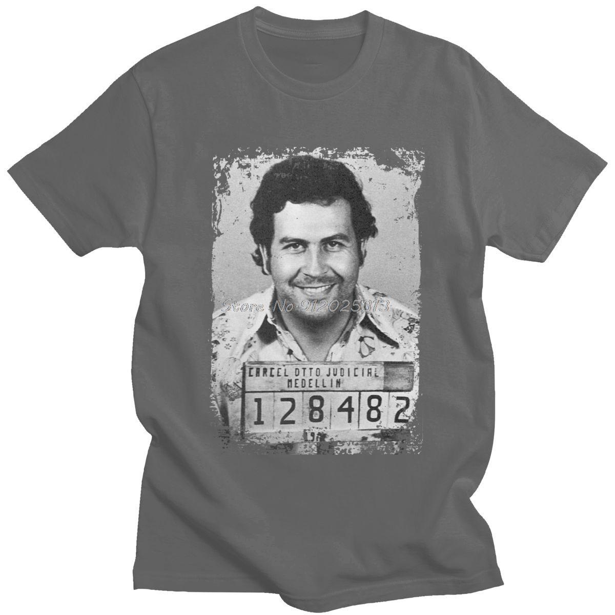 Vintage Pablo Escobar T-Shirt Herren Weiche Baumwolle Freizeit T-Shirt Kurzarm Narcos T-Shirt Oberteile Slim Fit Mode T-Shirt Bekleidung XL