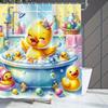 Cute Duck in Bath Pattern Shower Curtain, Digital Printed Shower Curtain, No Drilling Bathroom Partition Curtain, Suitable for
