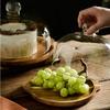 Wood Cake Pan Glass Cover Cake Stand Bread Pan Fruit Tray Dessert Plate Dim Sum Plate Snack Tray Refreshment Trays Display Stand