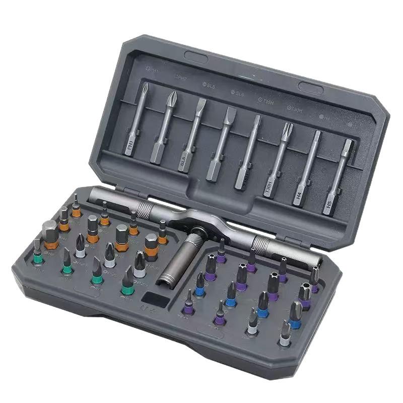 42-in-1 Multifunktionales Ratschenschraubendreher-Set aus hochhartem S2-Legierungsstahl mit Schnellschlüssel