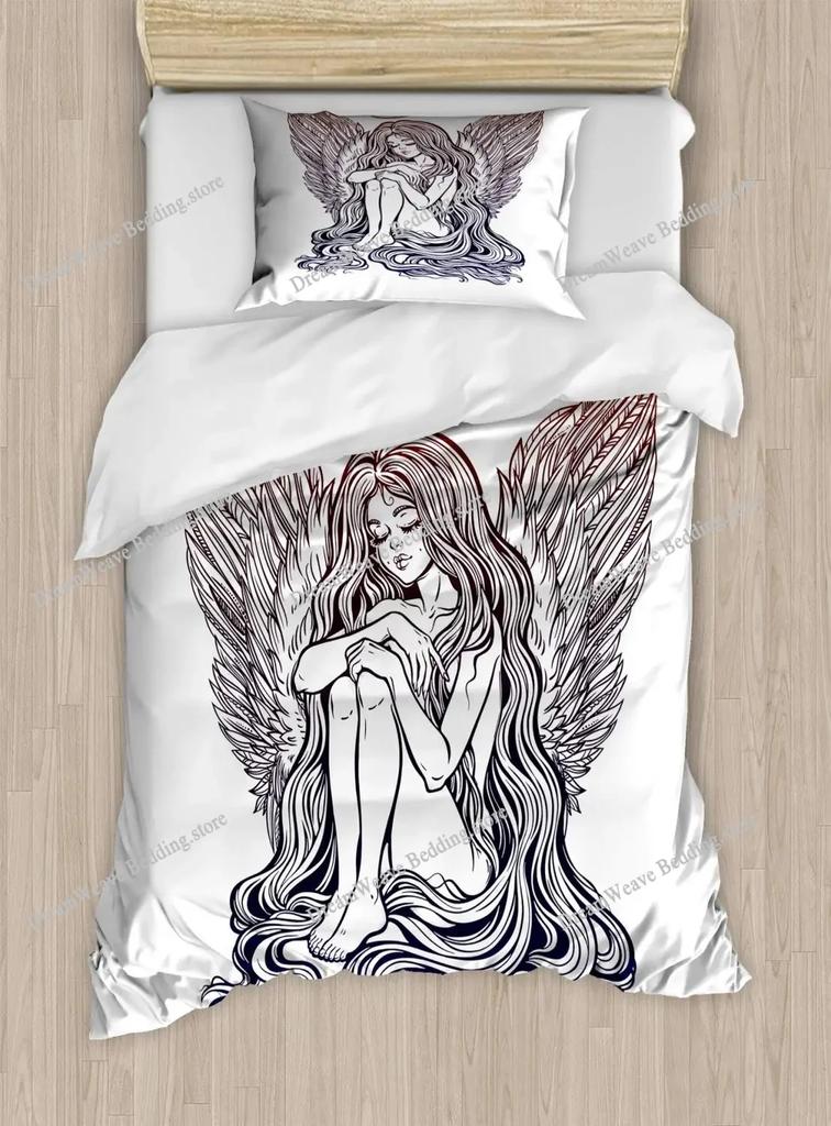 3D Print Angel Wings Bedding Set Boys Girls Twin Queen King Size Duvet Cover Pillowcase Bed Boys Adult Home Textileextile