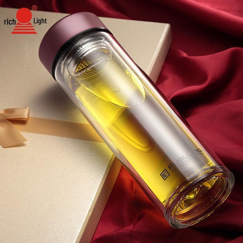 Fuguang Portable Double Wall Glass Tea Bottle with Infuser